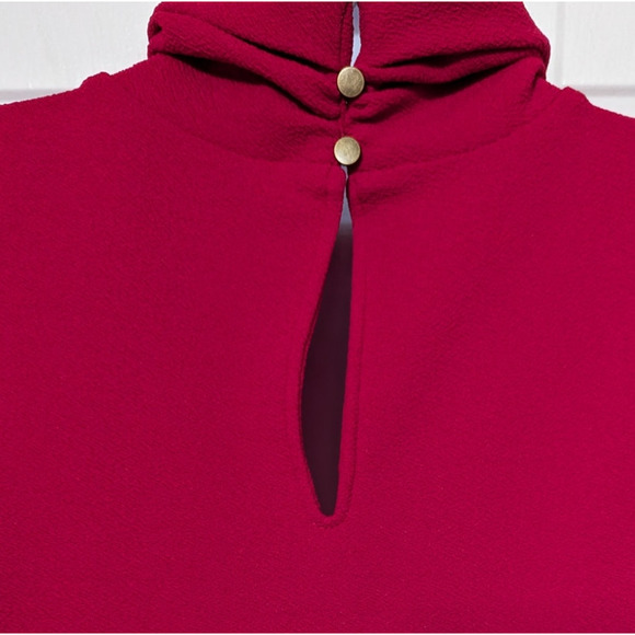 Ophelia Roe Red Sleeveless Keyhole Mock Neck Ruffle Dress Office Plus Size 1X - Picture 5 of 11